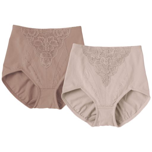 ショーツ感覚ではけるショート丈。デイリー使いに重宝する色違いの綿混ショートガードル<br>セットA(チャコールブラウン・グレイッシュブラウン) 色違い2枚組