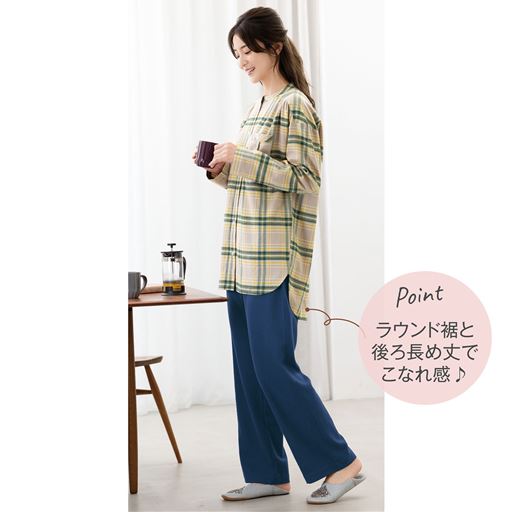 ベージュ系 Point ラウンド裾と後ろ長め丈でこなれ感♪