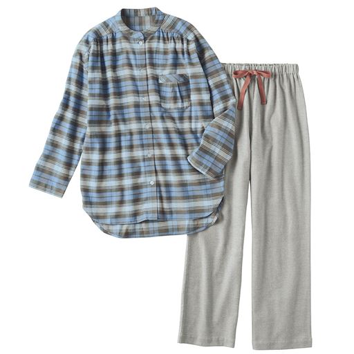 ソフトブルー(トップス:ブルー×グレー×レンガチェック パンツ:グレー)