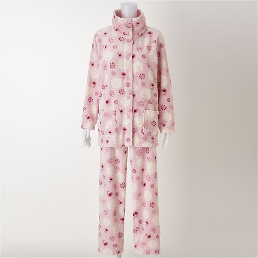 ソフトピンク(花と葉っぱ) フロントスタイル 上下セット