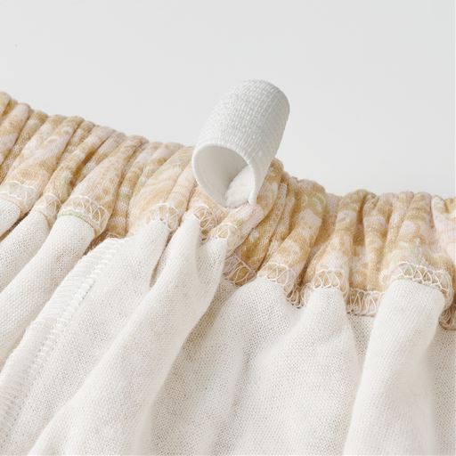 ウエストにはソフティゴム使用 (1)おなかを締めつけにくい。(2)通常の平ゴムと比べて折れ癖がつきにくい。(3)洗濯してもねじれにくい。※画像の色展開はありません。