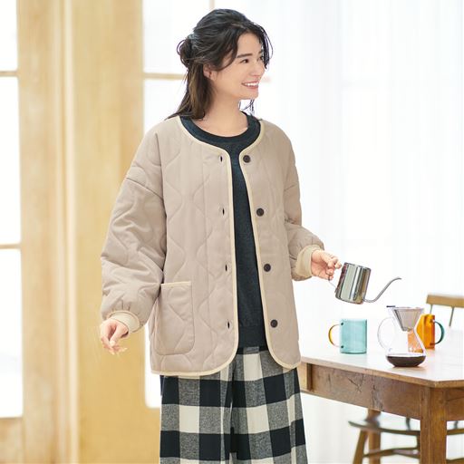 チャコールグレー ルームウェア 着用例(はんてん:NH-1218)