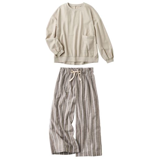 ベージュ (パンツ:ブラウン系ストライプ)