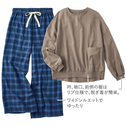 ソフトブラウン (パンツ:ブルー系チェック)