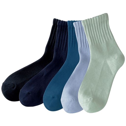 B(ブラック/ネイビー/アンティックブルー/ソフトブルー/ミントグリーン) 色違い5足組