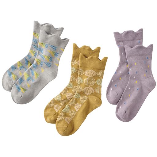 B(グレー系・カーキ系・パープル系) 色柄違い3枚組