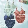 深めカップでバストが安定!かわいいプチプラのブラ&ショーツペア <br>(上から)クリスタルブルー、レッドブラウン、ネイビー