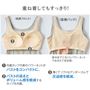 (肌側フロント) (1)内蔵カップの表のパワーネットがバストをコンパクトに。(2)バストの高さとボリューム感を軽減するカップを内蔵。(3)薄くてソフトなアンダーゴムで圧迫感を軽減。<br>(肌側バック) 背中までぐるりとパワーネットでおさえて安定感。