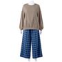 ソフトブラウン(パンツ:ブルー系チェック) 上下セット