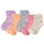 A(パステル系) 色・柄違い5足組 (パープル・オレンジ・杢グレー・ドット・ボーダー)