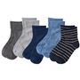 ブルー系 色・柄違い5足組 (チャコール・杢グレー・ネイビー・ドット・ボーダー)