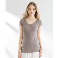 フレンチ袖インナー(贅沢レースにやわらかな着心地の綿100%リブインナー)