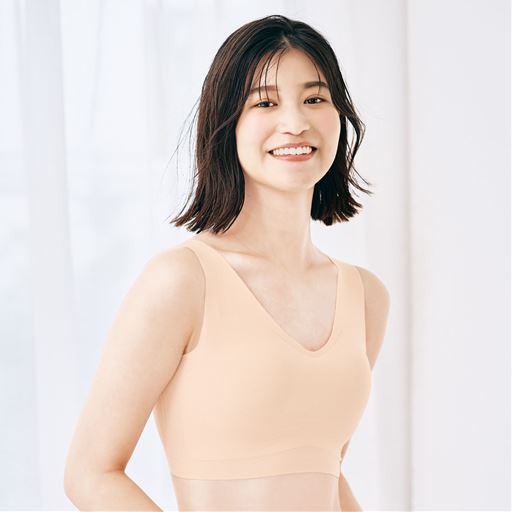 100%シームレスブラ/綿混でふわっとのびのび!(ノンワイヤー・ソフトブラ)(日本製)