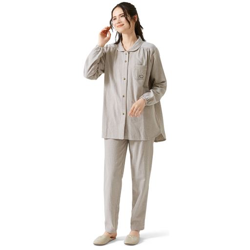 ネル起毛裏ガーゼのふかふかシャツパジャマ(綿100%)