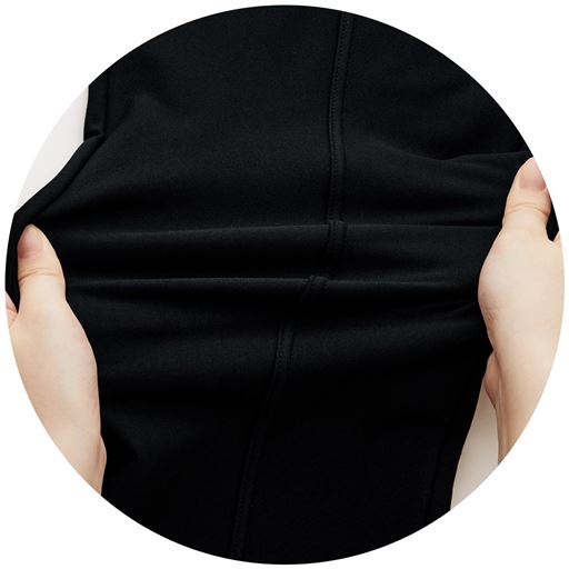 おしり・足 裏起毛だからあたたか 脚部分は伸びやかなタテヨコストレッチで動きもラク。なめらかな表面感のある裏起毛生地が足入れした時のひんやりを感じにくくします。