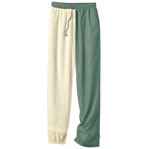 グレイッシュグリーン(裏シャギー:アイボリー) ウエスト総ゴムでラクラク