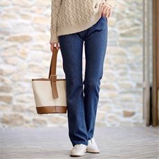 ニットデニムストレートパンツ(スマートニットジーンズ)(全方向ストレッチ・やわらか・選べる4レングス・洗濯機OK・1年中はける)