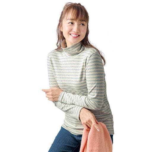 裏起毛ルーズネックTシャツ(綿100%・洗濯機OK)