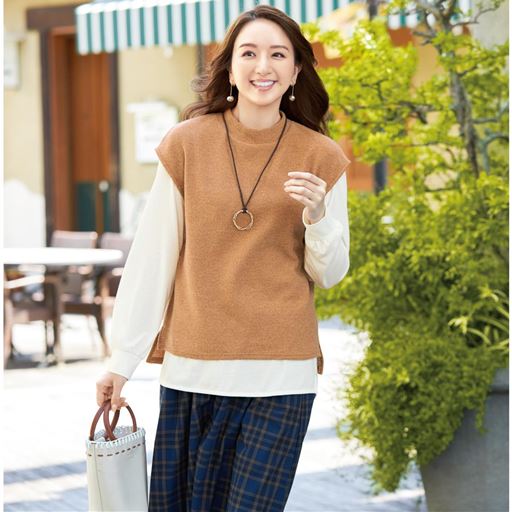 2点セット(ハイネックベスト+Tシャツ)(洗濯機OK)