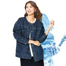 甘撚り素材でやわらかな着心地ノーカラーＧジャン