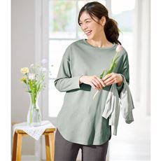 なめらかラウンドヘム長袖Tシャツ(綿100%・洗濯機OK)