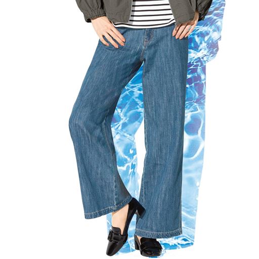 甘撚り素材でやわらかな着心地ワイドデニムパンツ(KUROKI・綿100%・生地日本製・洗濯機OK)