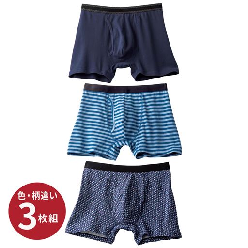 C(色・柄違い3枚組)<br>(ネイビー)、(ブルー系)、(ネイビー系)