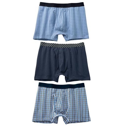 D(色・柄違い3枚組)<br>(ブルー系)、(ネイビー)、(ライトブルー系)