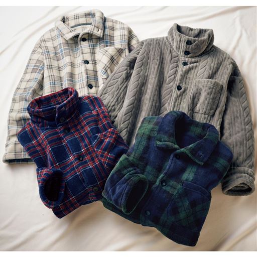 (左から時計まわりに)チェックC(アイボリー系)、グレー、チェックD(ネイビー系)、ネイビー系