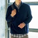 杢調フリースハーフジップカットソー