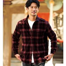 発熱機能フリースチェックシャツ