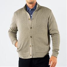 リブ裏起毛スタンドカラーカーディガン