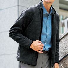 杢調フリーススタンドジャケット