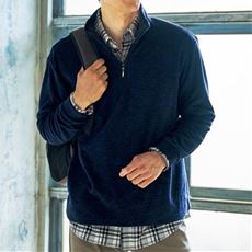 杢調フリースハーフジップカットソー