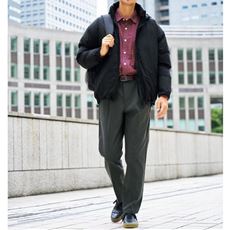 ストレッチ・裏フリースツータックパンツ