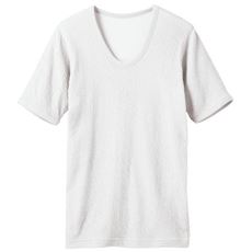 男のあったかリップルインナー半袖Uネック