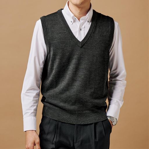 毛玉ができにくいニットベスト(かぶりタイプ)