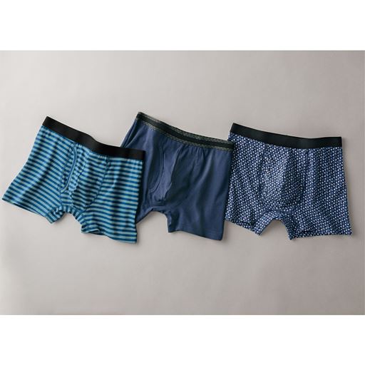 C(色・柄違い3枚組)<br>ブルー系×ネイビー×ネイビー系