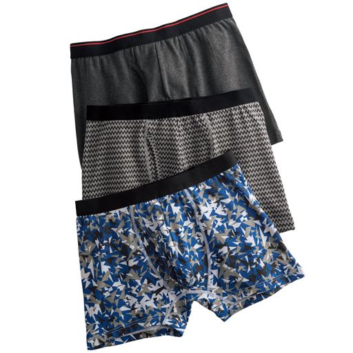 A(色・柄違い3枚組)<br>チャコールグレー×グレー系×ブルー系