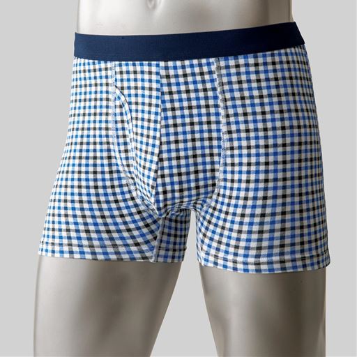 D(色・柄違い3枚組)<br>ライトブルー系 (チェック柄)