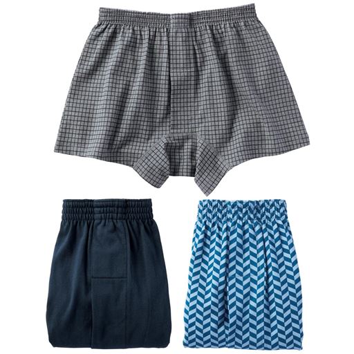 B(チャコール系×ネイビー×ブルー系)色・柄違い3枚組