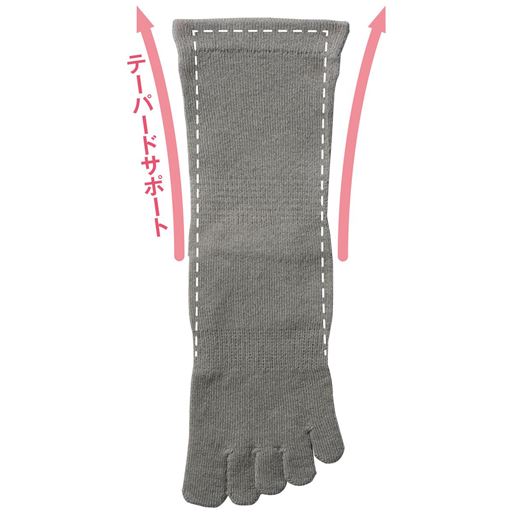 グレー(同色2足組)<br>一般的なソックスのライン 足の形状に沿って幅を変化させるテーパードサポートが、やさしくズレを防ぎます。