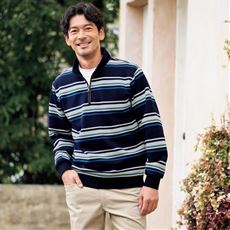 鹿の子ダンボールハーフジップトレーナー