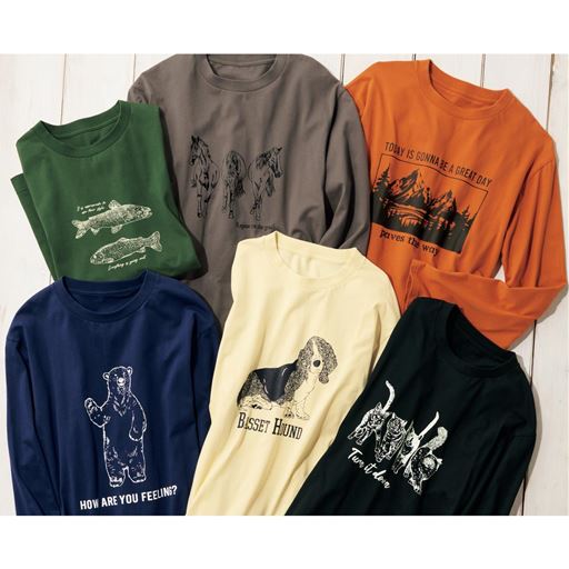綿100%プリントTシャツ(長袖)