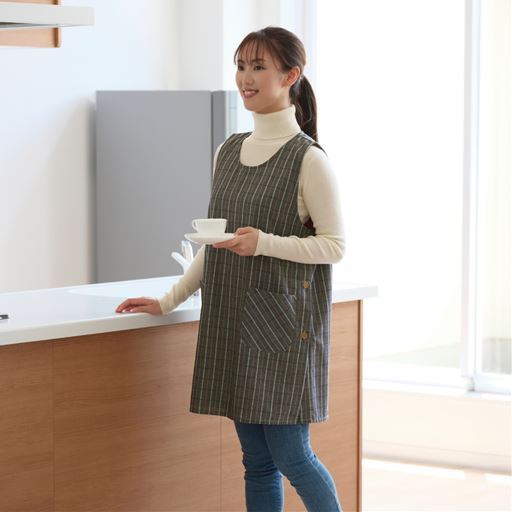 【ネット限定】あったか裏フリースサイドボタンエプロン