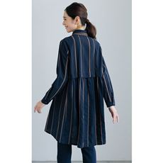 縞織ジャカードシャツチュニック