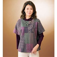 インレージャカードニットドルマンプルオーバー