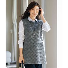 【日本製】変化編みチュニックベスト