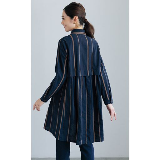 縞織ジャカードシャツチュニック