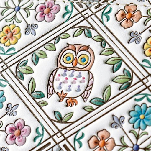 3.金型押し<br>色付けが終わった白革の柄に型をぴったりあわせて型押し。輪郭線に凸凹ができ、柄の陰影に深みが増します。